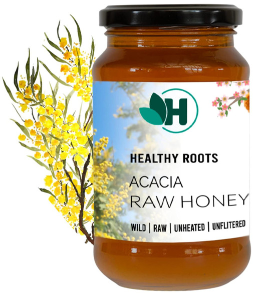 Healthy roots Acacia Honey 500gm- Organic Honey Raw Unprocessed (Pure Honey 100% Natural No Added Sugar) (500 gm)